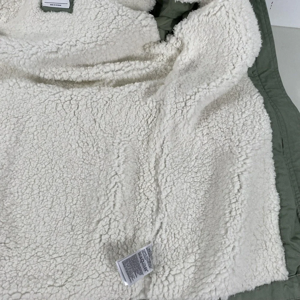Gap Kids Jacket Youth Medium 8 Green Hooded ColdControl‎ Sherpa Utility Parka